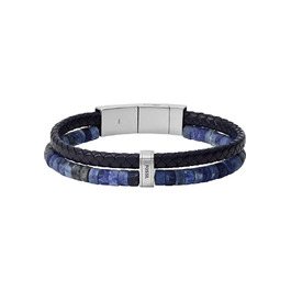 Годинник Fossil Vintage Casual чоловічий шкіряний або з нержавіючої сталі з карабінером, застібкою або розкладним браслетом (срібло та синій)