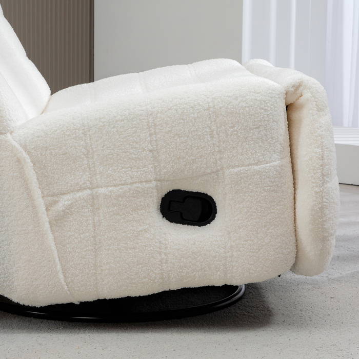 HOMCOM Swivel TV Chair with Reclining Function, Rocking Function, Beanbag Chair, TV Chair with Footrest, Cream