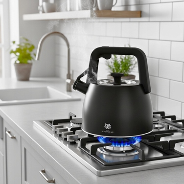 Класичний сталевий чайник Karl Hausmann, 2,5 л, чорний, сріблястий, сірий