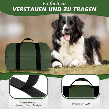 Водонепроникний килимок для собак 110 x 68 см, товстий, м'який, зручний, для подорожей, прання, кемпінгу, на вулицю (оливковий)