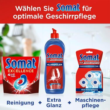 Капсули для посудомийної машини Somat Excellence 4in1, для ідеального очищення та блиску, підходять для Eco-режиму та низьких температур, 20 шт.