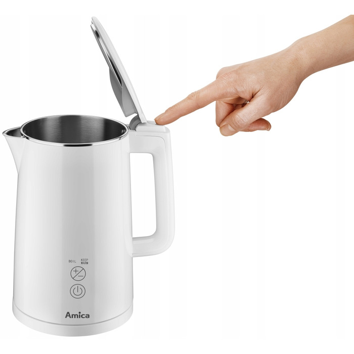Електричний чайник Amica KF 6011, 2200 Вт, 1,5 л, білий