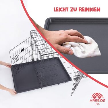 Клітка для собак Arebos 77,5 x 53 x 59 см | Транспортна переноска для собак, складана | Чорна клітка для собак | Клітка для собак з 2 дверцятами