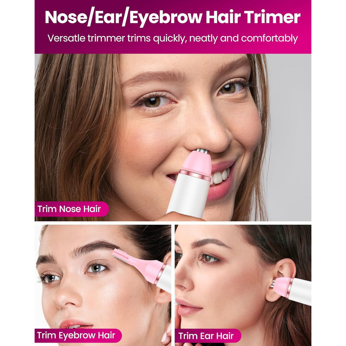 Електричний тример для жінок 4-в-1: для обличчя, тіла, ніг, носа. Тример для бікіні, USB-C