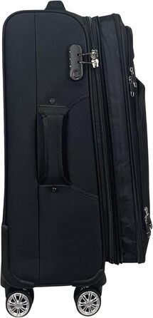 Чемодан-ролер Stoff з можливістю розширення, 4 колеса (M/L/XL/XXL або набір 4 шт.), м'який, великий (75 см), чорний