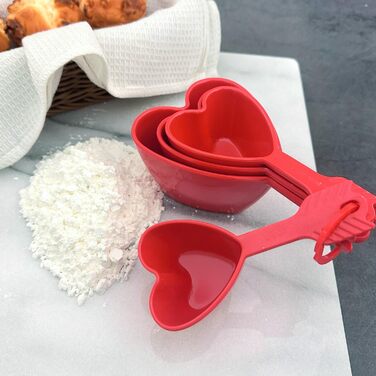 UP 8-Piece Multi-Purpose Measuring Cup and Spoon Set, Liquid and Dry Melamine Measuring Cups, Cooking and Baking Tools, Measuring Set (Heart)