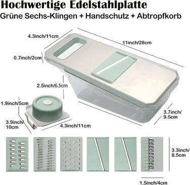 Набір для нарізання овочів та зелені 6-в-1: тертка, нарізач цибулі, кухонні аксесуари