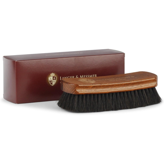Langer & Messmer shoe brush made of fine horsehair for effectively polishing your shoes - The polishing brush for professional shoe care - Available individually or in a 2-piece set (Light / Dark)