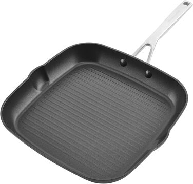 KitchenAid Grill Pan/Griddle with Spout, Hard Anodized, Non-Stick Coated, Square, 29 cm, Matte Black Grill Pan (28.6 cm)