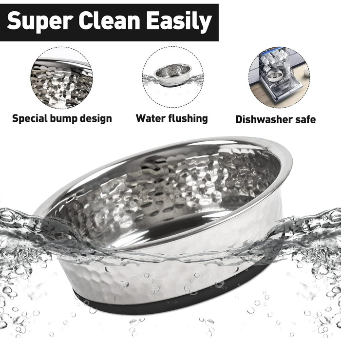 Набори мисок для собак великих, середніх та малих порід, 2 шт. з нержавіючої сталі з антиковзним силіконом, 22 см