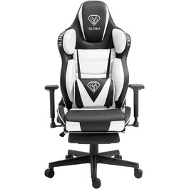 TRISENS Gaming Chair Racing Style Chair with Sports Seat and Ergonomic 4D Armrests, Color: Black/White
