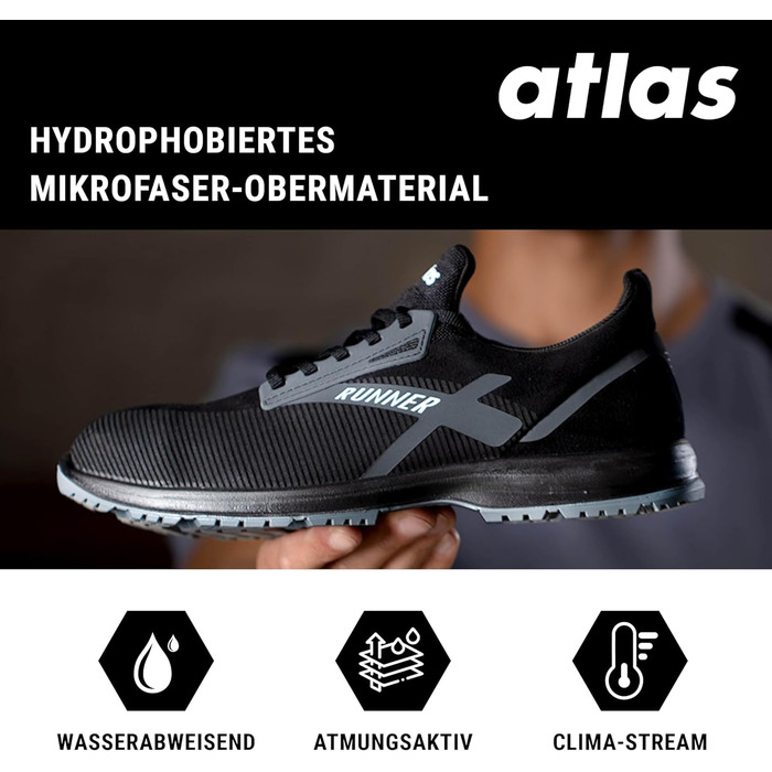 Робочі черевики Atlas Runner 95 ESD S1P: водонепроникні, дихаючі, захист від проколів, ширина 10, 38 EU