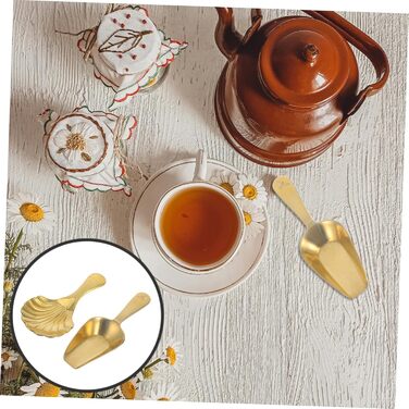 Cabilock 6-Piece Brass Scoop Spoons, Small Brass Shovels, Bath Salt Scoop, Bean Accessories, Glass Bathroom Counter Organizer, Mini Accessories, Individual Popcorn Measuring Cups, Scoop