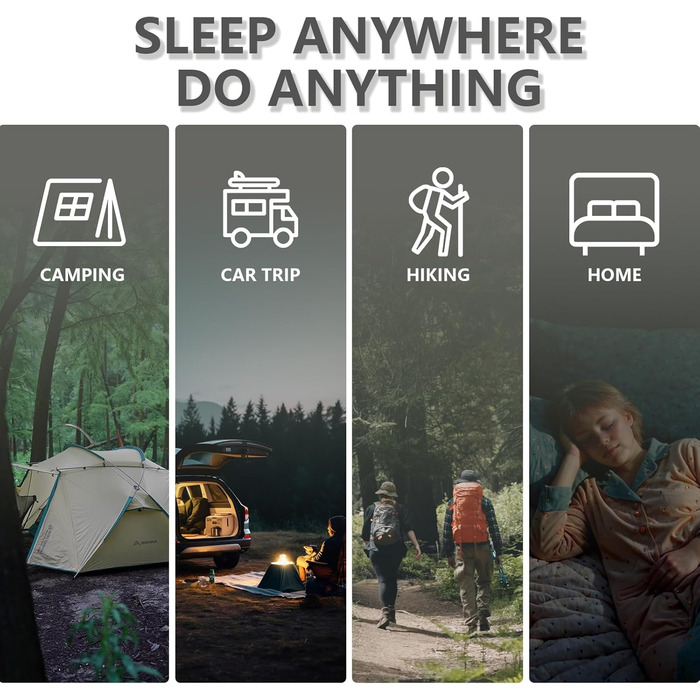 Сплячий мішок BISINNA Mumienschlafsack -10°C - 5°C [400GSM] для туризму, кемпінгу та подорожей, сірий