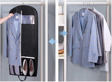 Чохол для одягу дорогий, 137 см, MISSLO - дорожній, з великими кишенями, чорний