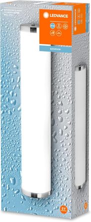 LEDVANCE BATHROOM CLASSIC CYLINDER Bathroom Wall Light, Chrome, E14 Socket, can be equipped with a smart bulb, high-quality workmanship, cylindrical shape, IP44 protection class (Chrome, 455mm)