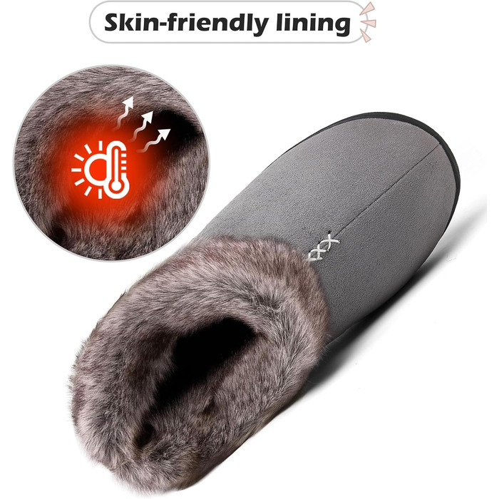 Жіночі теплі халапи з антиковзкою підошвою Mishansha, халапи з меморі-піною, плюшеві тапочки, розмір 36-43 EU (40 EU, сіре хутро)