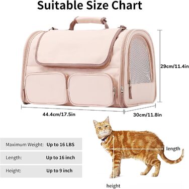 Транспортна переноска для котів та собак FUKUMARU, рожева, велика (до 22 кг)