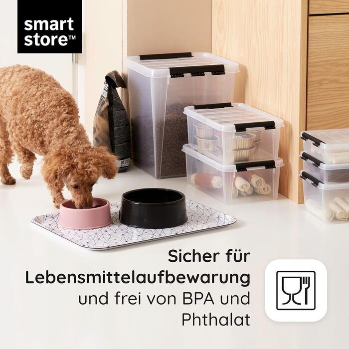 SmartStore Storage Boxes with Lid, Large, 52 L, Transparent, 2-Pack, Reinforced, 10-Year Warranty, Food Safe, with Clip Closure, Stackable, BPA-Free Plastic, 50 x 39 x 41 cm