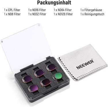 Набір фільтрів ND та CPL NEEWER для DJI Mini 4 Pro: 6 шт. (ND8, ND16, ND32, ND64, ND128, CPL)
