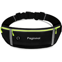 Пояс для телефону, бігова сумка, водонепроникний пояс для бігу, пояс на пояс для жінок та чоловіків з 3 кишенями, велика ємність, регульований біговий пояс (Чорний + Зелений)