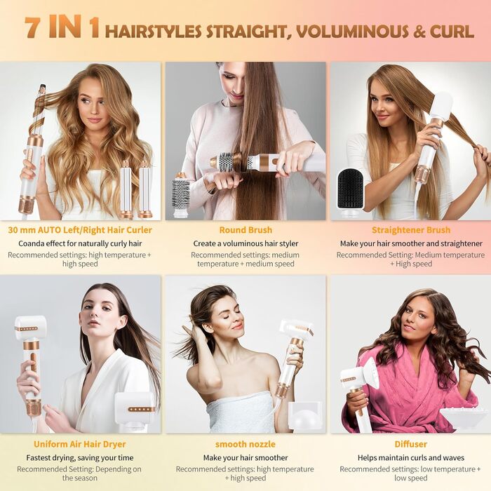 Air Styler 7 в 1: Фен, плойка, щітка для волосся, дифузор – 7 функцій для всіх типів волосся