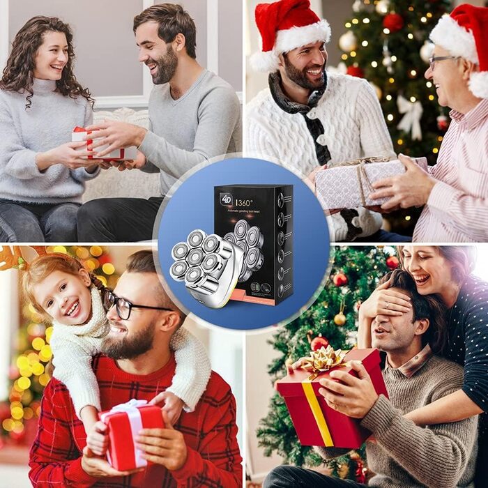 Електричний гоління для чоловіків Glatzen: 7D плаваюча головка для гоління, ротаційний гоління 6 в 1, багатофункціональний гоління для голої голови, вологостійкий, триммер для бороди, носа та вусів, набір для догляду, золотий