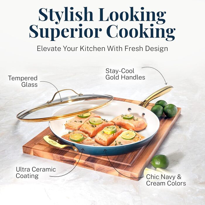 Набір посуду Gotham Steel 12 шт. з керамічним антипригарним покриттям. Набір каструль та сковорідок для кухні. Безпечний, якісний посуд преміум-класу. Сковорода 35 см в комплекті.