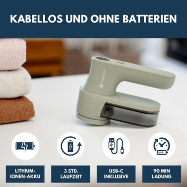 Електричний видалення ворсу та котушок для одягу – Fusselentferner з 3 швидкостями, LED-дисплеєм, USB-зарядкою, портативний пристрій з подвійним захистом (Sage)