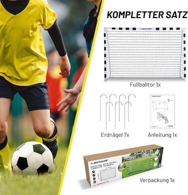 Ворота для футболу Dunlop - 240 x 160 x 85 / 120 x 300 x 200 см - Металеві - Аксесуар для футбольного тренування для всіх вікових груп - Легка збірка - (Чорний/Білий, 300x200x90 см)