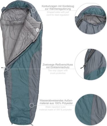 Сплячий мішок Where Tomorrow Mumienschlafsack Goblinblau / Grau, 230x80 см