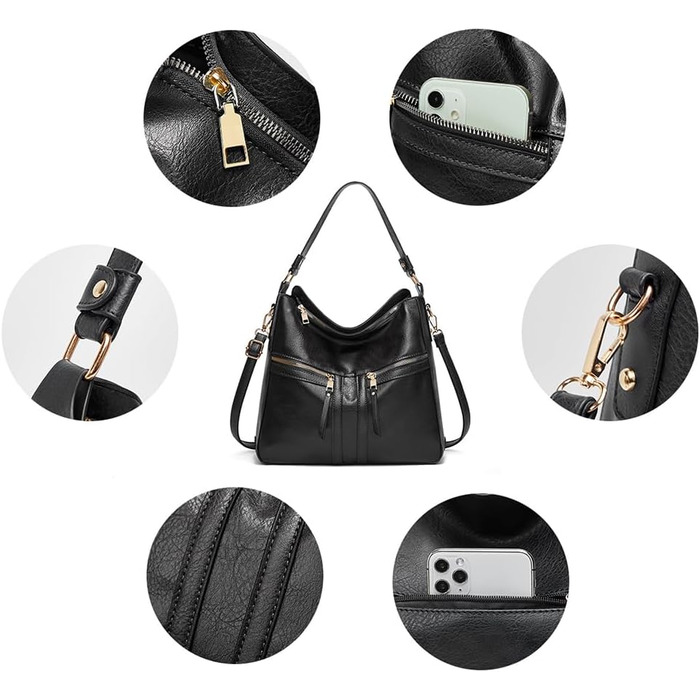 Сумка жіноча шкіряна (PU шкіра) через плече, шопер, елегантна сумка-тоут, чорна (2448)