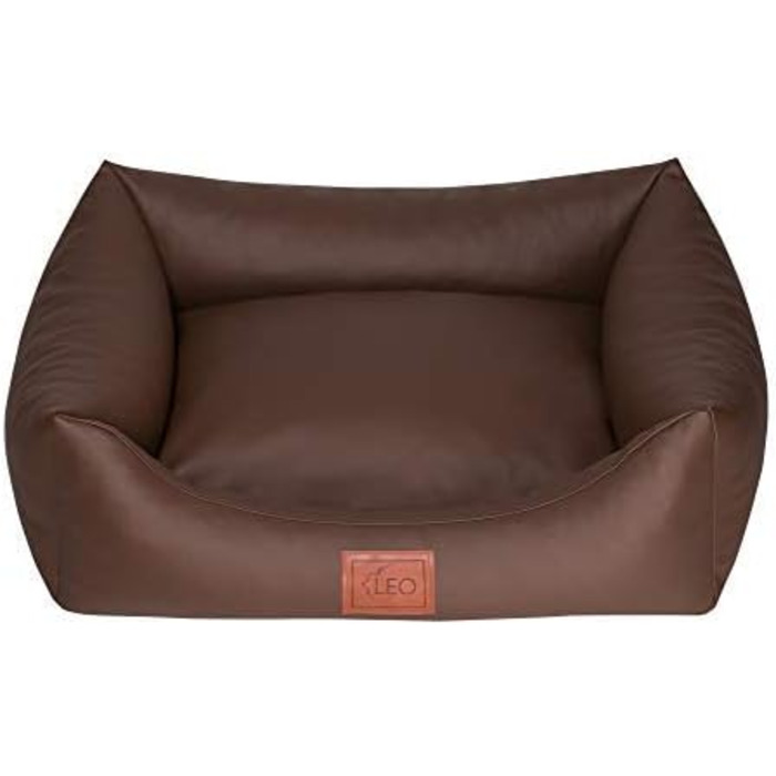 Софа для собак Leo4dog Natalie: штучна шкіра, м'яке ліжко, 4 розміри (XXL 130x100 см, коричнева)