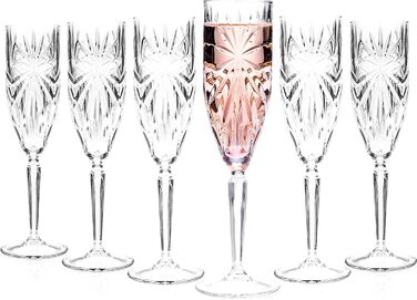 Набір келихів для шампанського та просекко Oasis (6 шт.), 160 мл, кришталеві, стійкі до миття в посудомийній машині, для весілля та свят