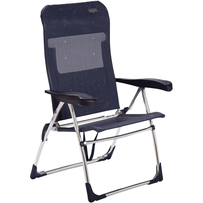 Скляна крісло-шезлонг Crespo для пляжу з алюмінієвим каркасом та сидінням з мультифібри. Колір: блакитний