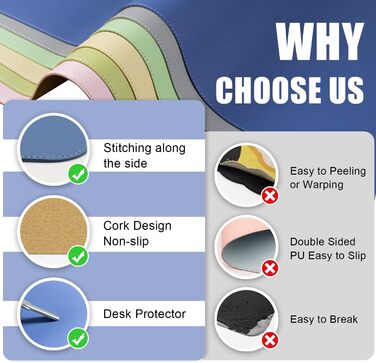 Підкладка під клавіатуру та мишу BLESWIN, антиковзаюча, 90x43 см, синій колір