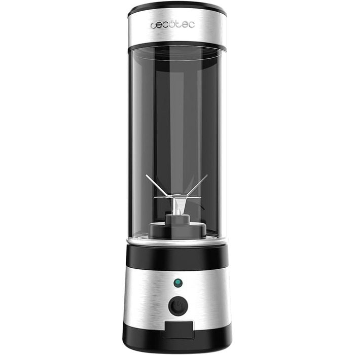 Cecotec Portable Single Blender Power Titanium 300 EasyGo - 350W Ice Crusher with Titanium-Coated Blades, 2 Cooling Tubes, 2 Travel Cups & Lids