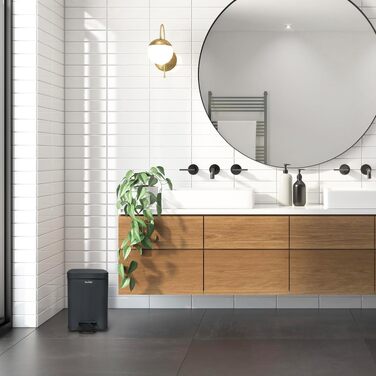 Смітник для ванної кімнати YourCasa® з кришкою Soft-close та внутрішнім відром, 5л, антрацит