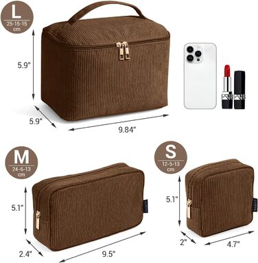 Косметичка MAGEFY: 2 шт. бежева + 3 шт. коричнева. Органайзер для макіяжу, дорожній, з відділеннями