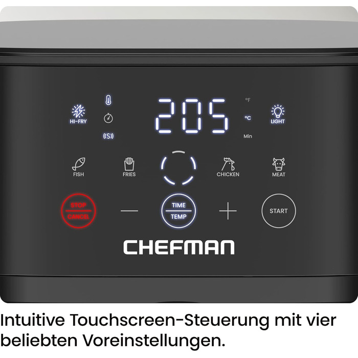 Фритюрниця без олії Chefman Hi-Fry 5.7L з сенсорним керуванням, антипригарне покриття, чорна