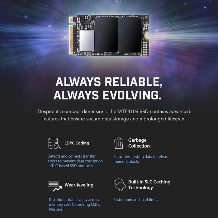 SSD накопичувач Transcend 2TB M.2 NVMe PCIe Gen4x4 MTE410S (5000 MB/s читання, 4300 MB/s запис)