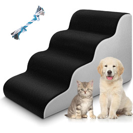 Східці для собак та котів JUOIFIP, 4 сходинки, для маленьких порід, чорного кольору, миючий, антиковзкий