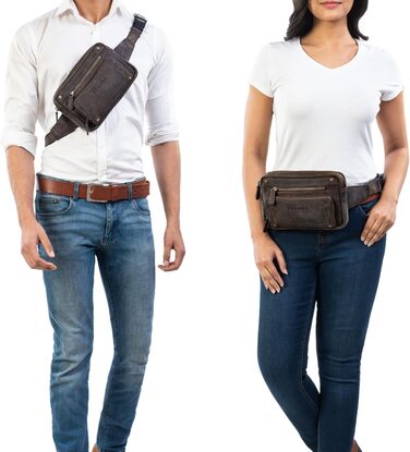 STILORD Поясна сумка на пояс з натуральної шкіри Vintage для чоловіків, жінок та дітей. Сумка через плече, на пояс. Підходить для занять спортом, фестивалів, подорожей. Колір: темно-коричневий