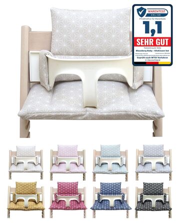 Blausberg Baby набір сидінь для стільця Stokke Tripp Trapp, водонепроникний, сертифікований Oeko-Tex, бежевий Happy Star, зроблено в Німеччині