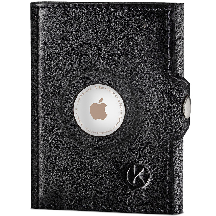 Гаманець Koruta Slim з RFID захистом та відділенням для монет (Carbon, Чорний) + AirTag. Картхолдер для чоловіків та жінок