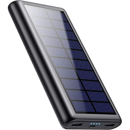 Повербанк сонячний 26800mAh з USB-C, PD3.0A 15W, 3 виходи – для iPhone, Huawei, Samsung (Чорний)
