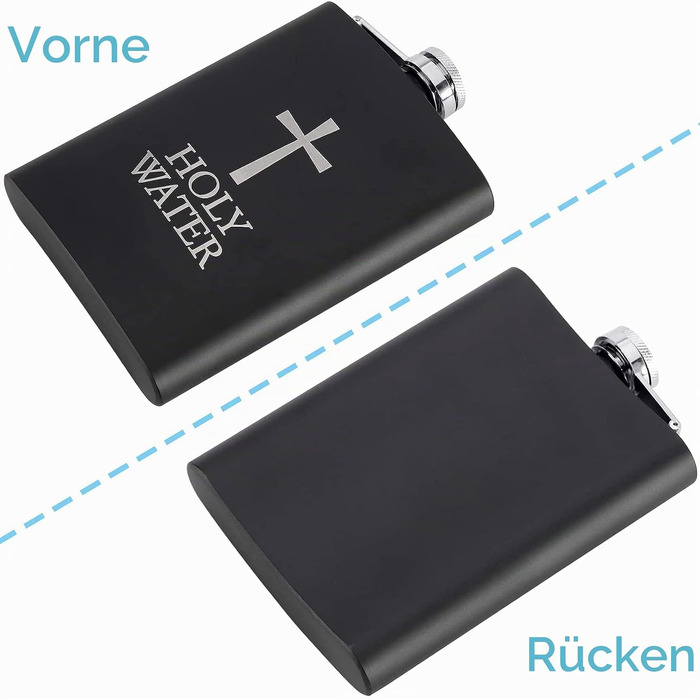 Подарунковий набір фляга з нержавіючої сталі Wieat 8oz з гравіюванням Holy Water, комплект з лійкою та 2 чарками для чоловіків та жінок