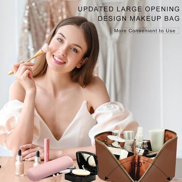 Косметичка для подорожей жіноча, велика, з PU шкіри, органайзер для макіяжу та косметики, beauty case для подорожей