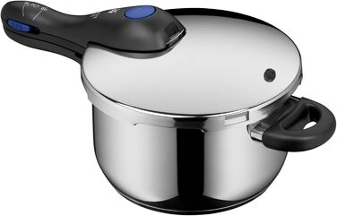Швидковарка WMF Perfect Plus One Pot Induktion 4.5л з нержавіючої сталі, для приготування на пару, з термозахистом, великим сигналом, 2 рівнями нагріву, знімним ручками кришки та регулятором нагріву однією рукою