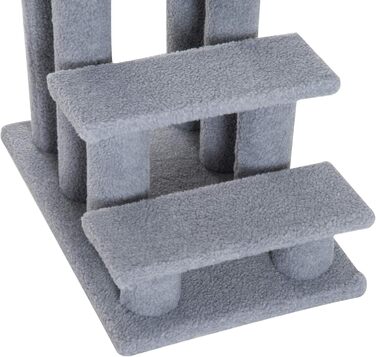 PawHut Pet Stairs Cat Stairs Dog Stairs Stairs for Cats and Dogs 4 Steps Gray 63.5x43x60cm